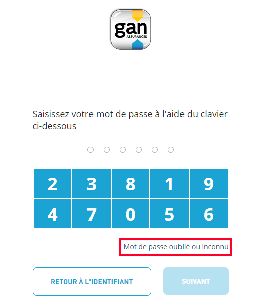 accedez à Espace Client - mot de passe oublié étape 2