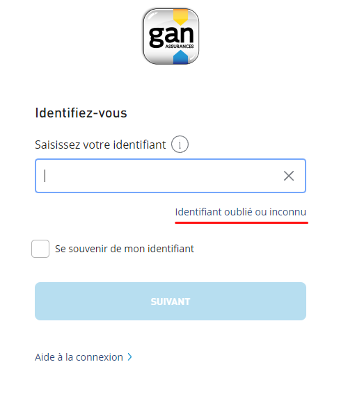 Identifiant oublié ou inconnu