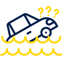 Gan Assurances-Logo illustrant les catastrophes naturelles voiture innondation