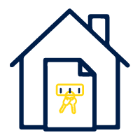 Logo d'une maison avec un papier contenant des clés-Assurance Habitation
