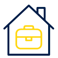 Logo d'une maison avec une sacoche de travail-Assurance Habitation