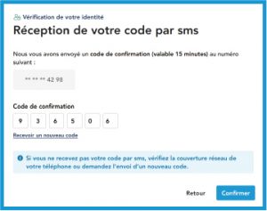 étape 3 - réception de votre code