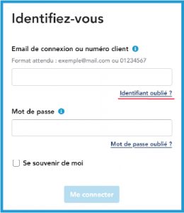 étape 1 - identifiant oublié