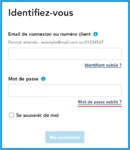 étape 1 - mot de passe oublié